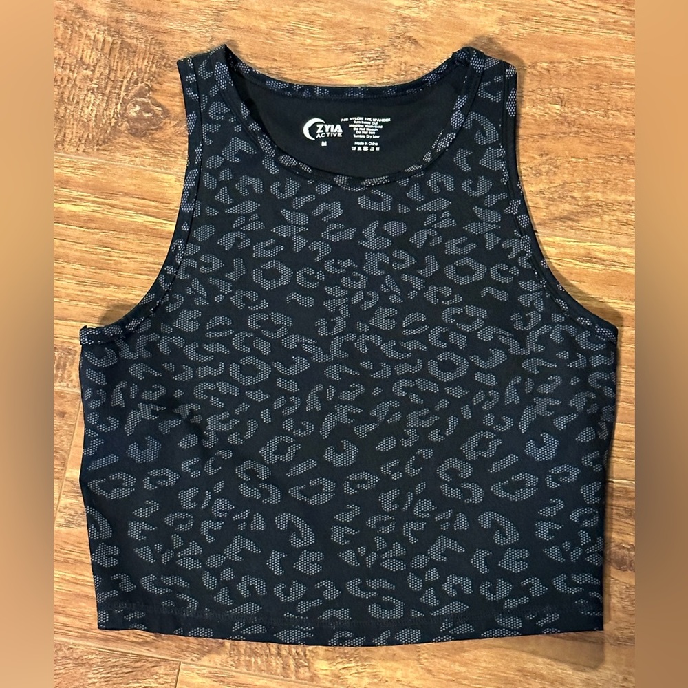 ZYIA black Leopard reflective Hi neck stronger tank size M